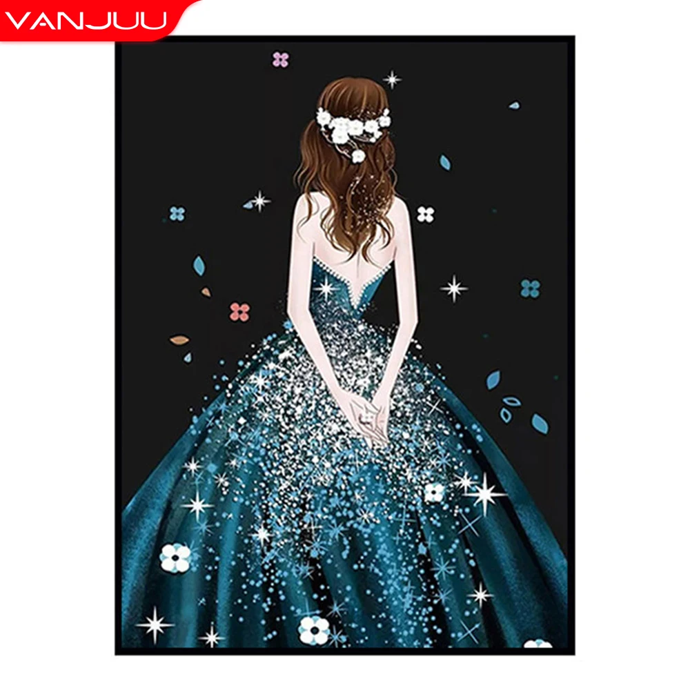 

5D Diamond Painting Bride Back View Comics Embroidery Diamond Mosaic Anime Full Drill Cross Stitch Kits Home Decor Gift