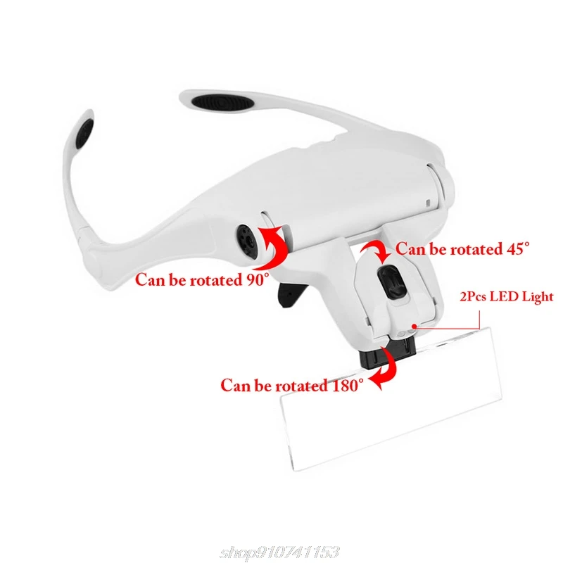 

2017 NEW Headband Head-Mounted 2 LED Lamp Light Jeweler Magnifier Magnifying Glass Loupe MAR28_17 A28 21 Dropshipping