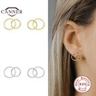 Автоклав 925 стерлингового серебра INS простой Изысканный двойное кольцо, серьги со шпилькой, для женщин, пирсинг серьга серьги ювелирные изделия pendientes