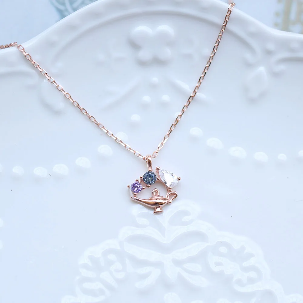 

Серебряное ожерелье LAMOON 925 пробы, Хрустальная подвеска, Сказочная серия, покрытое 18-каратным розовым золотом, тонкие ювелирные изделия LMNI089