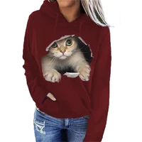 cat print hoodie sweatshirt women 2021 autumn o neck long sleeve pullover tops ladies vintage casual loose harajuku sweatshirts