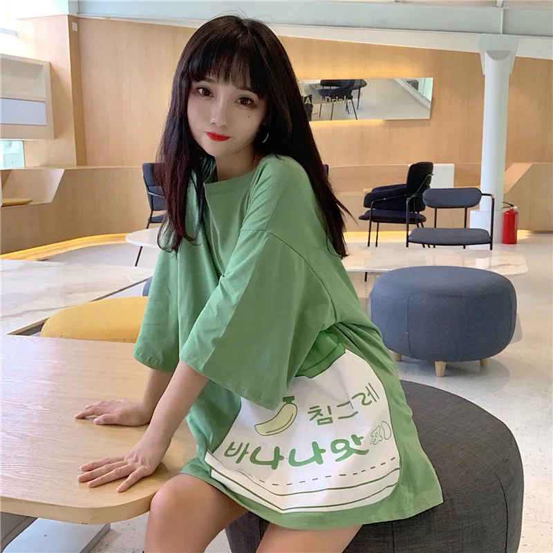 Японский в стиле Каваий Пояс с клубникой молочным принтом Футболка женская