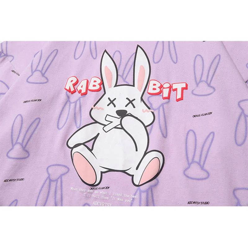 

T-Shirt Men Cute Rabbit Graphic Multi Print Short Sleeve Harajuku Fashion Casual Tees Shirt Hip Hop Oversized Tops Streetwear
