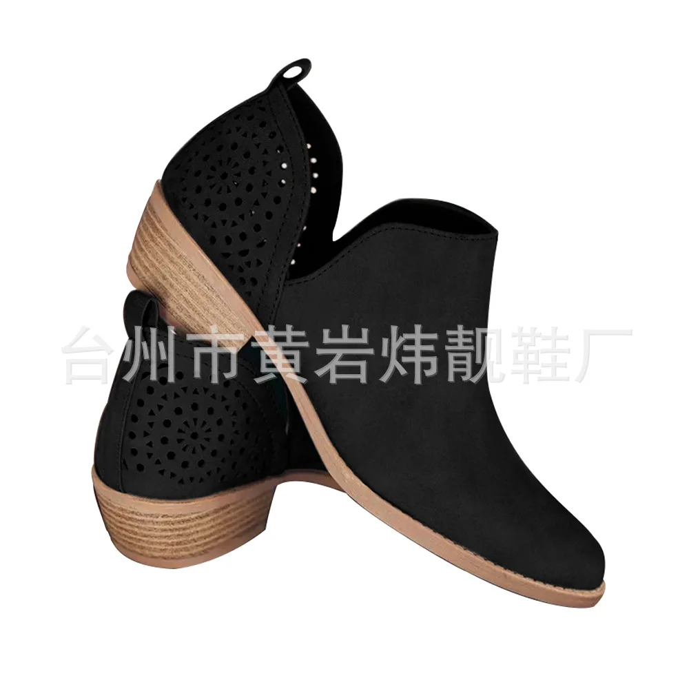 Классические Модные женские ботинки короткие однотонные Винтажные до щиколотки