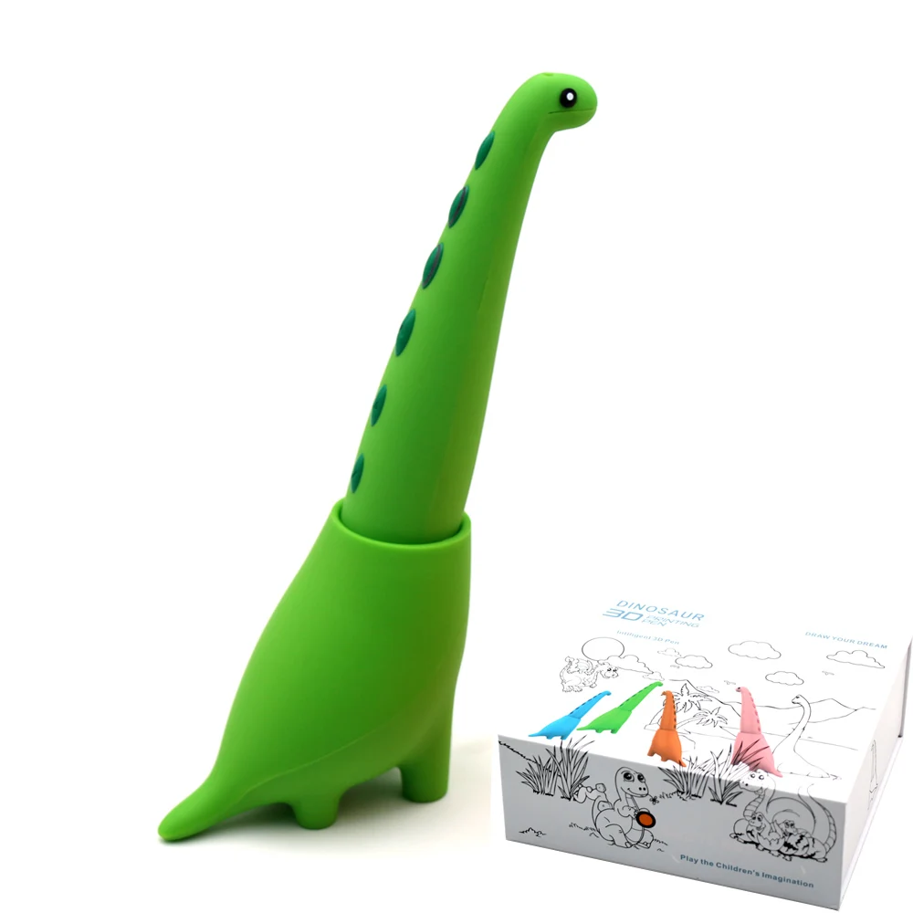 Green standard set lihuachen 3D Pen for Kids Dinosaur STEM Toys 3D Printing Pen Mini Printer Drawing Painting Art Set with 2 Speeds Safe Sleep Mode - Цвет: Green standard set