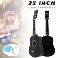 25 inch color black basswood acoustic guitar with pick strings toy guitar excellent gift for children and beginner