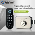 Замок с дистанционным управлением бесключевая дверная Блокировка скрытый ключ цифровая клавиатура дверной замок отпечаток пальца 13,56 МГц считыватель карт Mifare простая установка