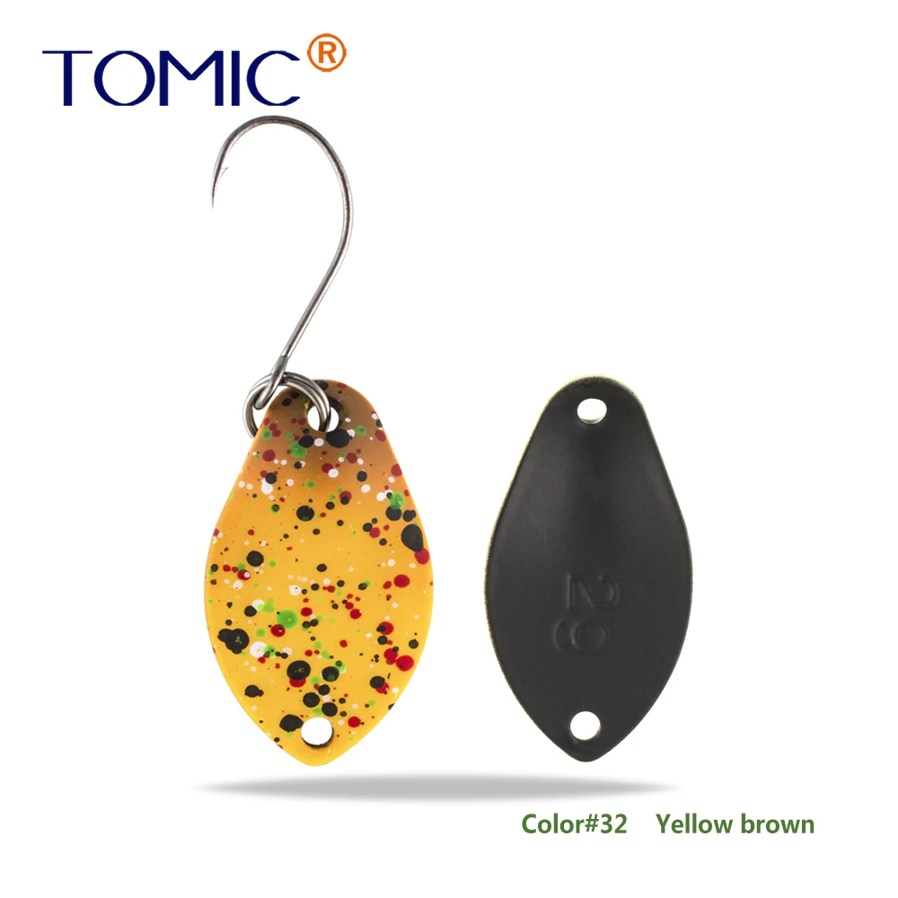 yellow brown Томик 2 г микро рыболовные приманки латунные форели ложки металлические приманки воблер форель зона pesca Спиннер приманка - Цвет: yellow brown