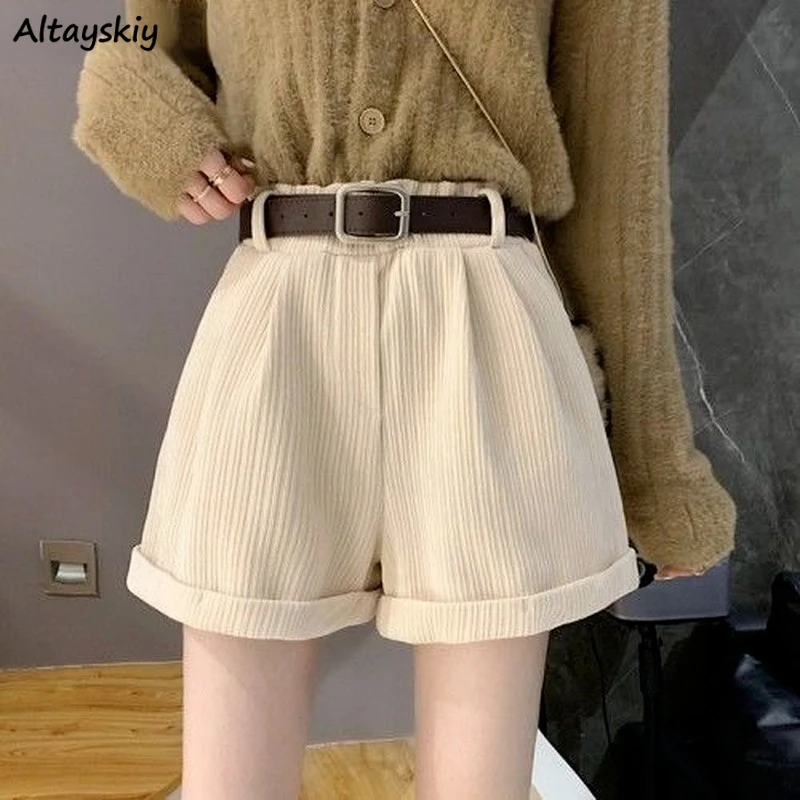 

Solid Shorts Women Spring All-match Streetwear Vintage Design Clothing Aesthetic Stylish Popular Tender Basic Loose New Arrival