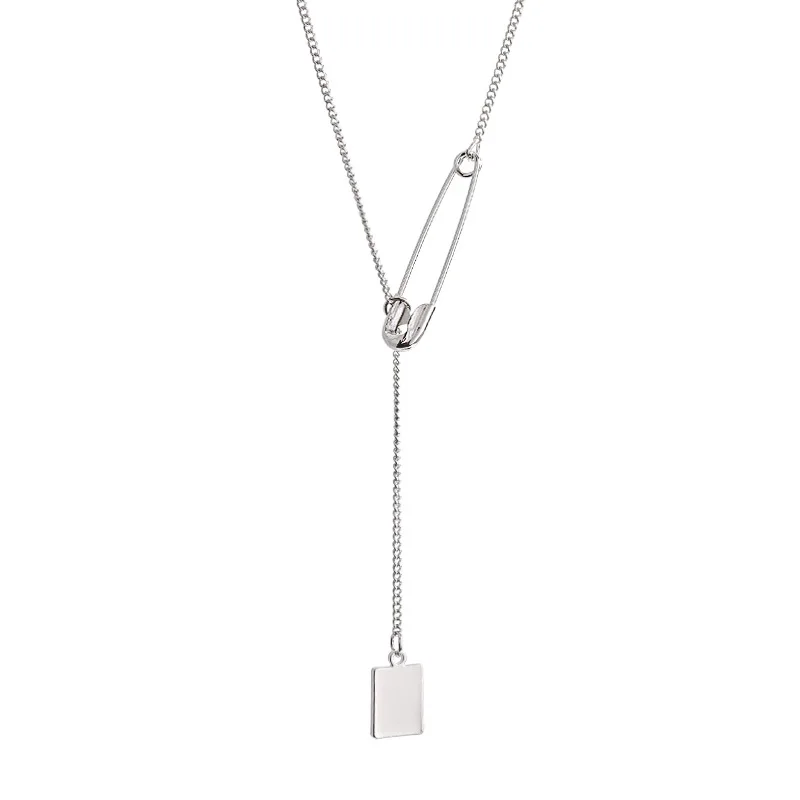 

2021 new fashion titanium steel pin pendant necklace women's net red retro cool temperament clavicle chain