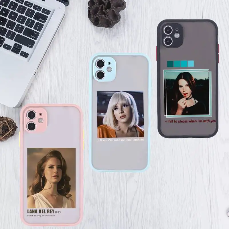 

lana del rey Phone Case For iPhone 12 11 Mini Pro XR XS Max 7 8 Plus X Matte transparent Pink Back Cover