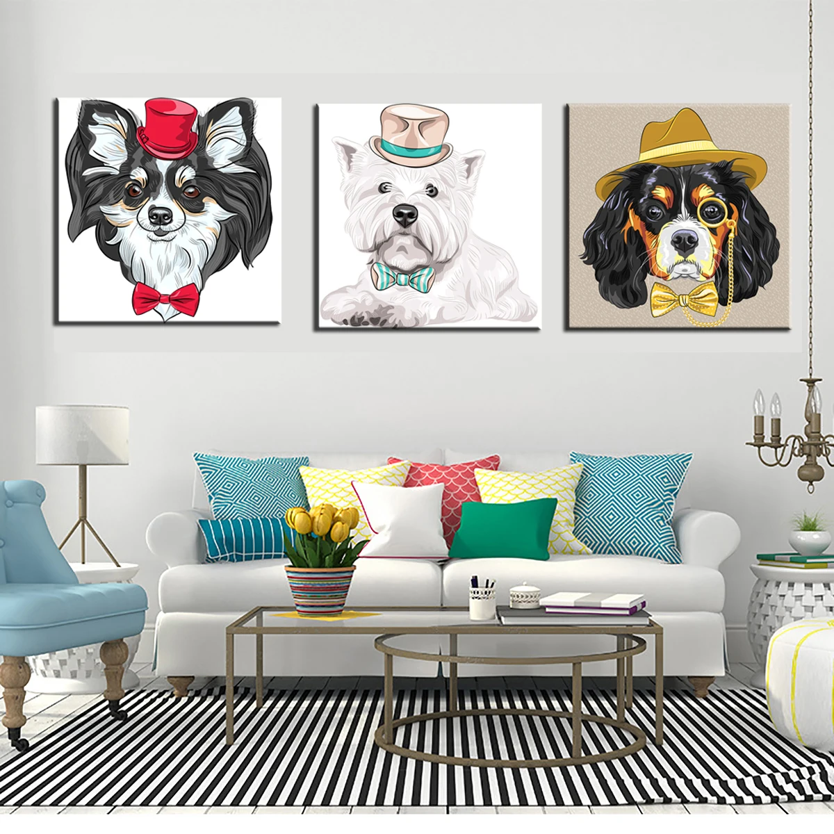 

Wall Art Canvas Painting Cute Puppy In a Hat Poster Print Living Room Modern Picture Bedroom Inter Home Decoration