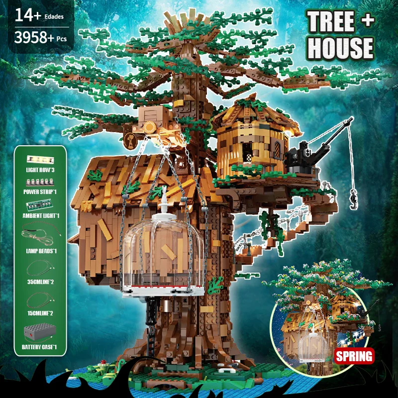

MOULD KING Building Blocks MOC The Tree House Model With Led lights Assemble Bricks Kids Educational Toys Christmas Gifts