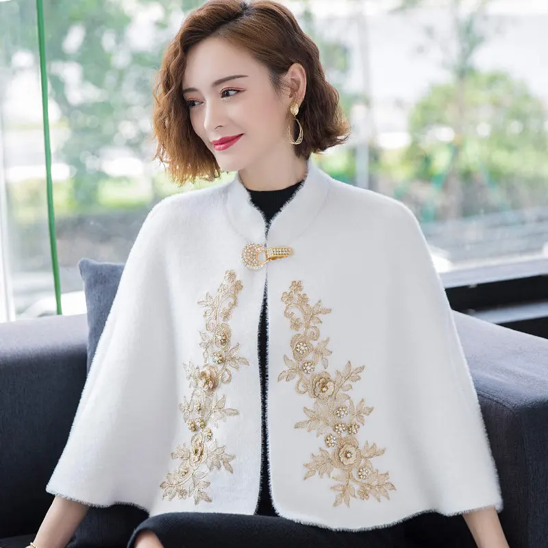 Заводская цена изящный женский свитер из искусственного меха норки шали с