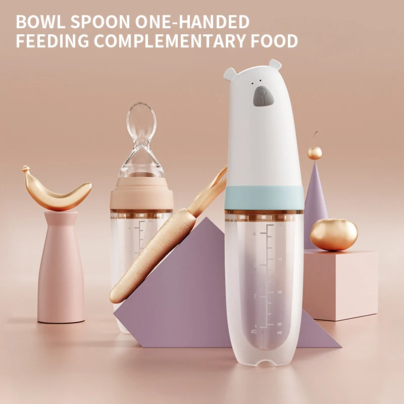 

Силиконовая бутылка для риса, молока, хлопьев, ложка для кормления, детская дополнительная еда, Детская тренировочная кормушка, пищевая доб...