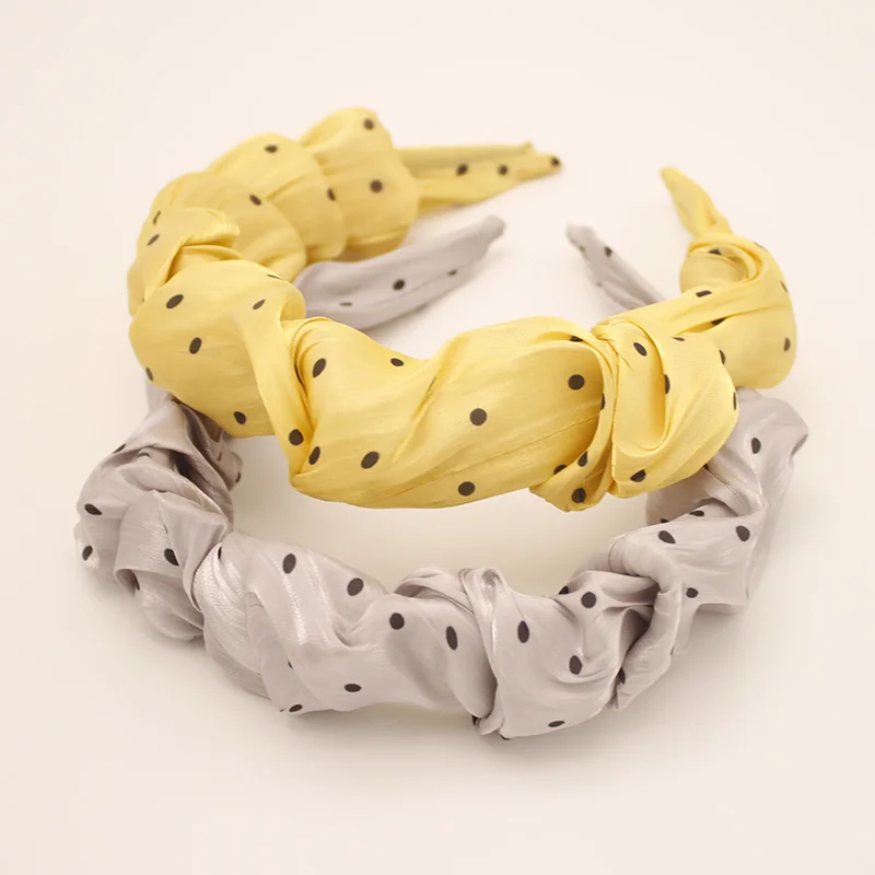 

2021 New Polka Dot Print Ruched Hairband for Women Scrunchy Headband Girls Spring Summer Hair Hoop Female Hair Accessories