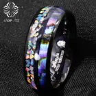 8 мм черное вольфрамовое кольцо, гавайский опал и Абалон, инкрустация, мужское обручальное кольцо