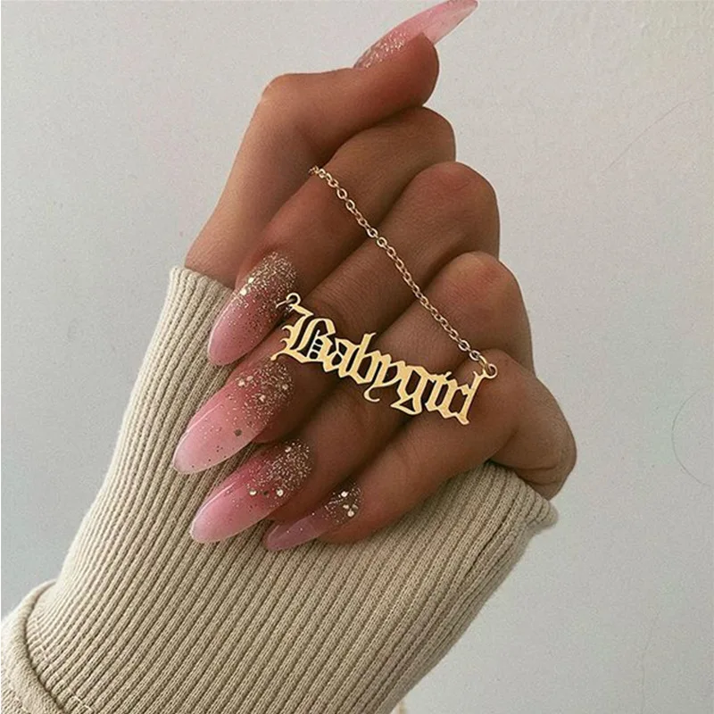 

Baby Girl Letter Pendant Necklace Jewelry Creative Geometric English Initial Alphabet Charm Rose Gold Chain Necklaces