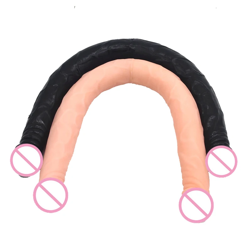 55 см длинный реалистичный пенис фаллоимитатор с двойной головкой мастурбатор