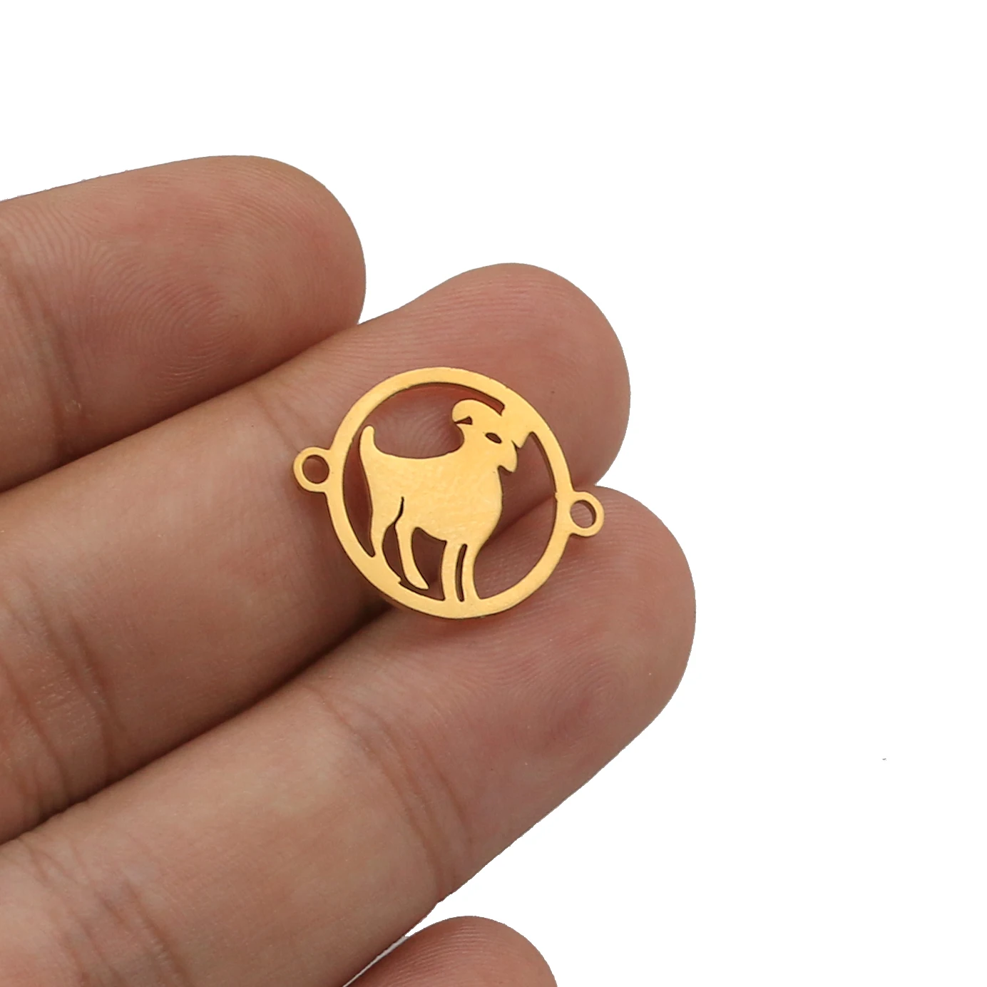 Gold aries 5 шт./лот из нержавеющей стали 12 созвездий Подвески подходят шарм для соединения браслета браслет ожерелье для ювелирные украшения сделай сам изготовление - Цвет: Gold aries