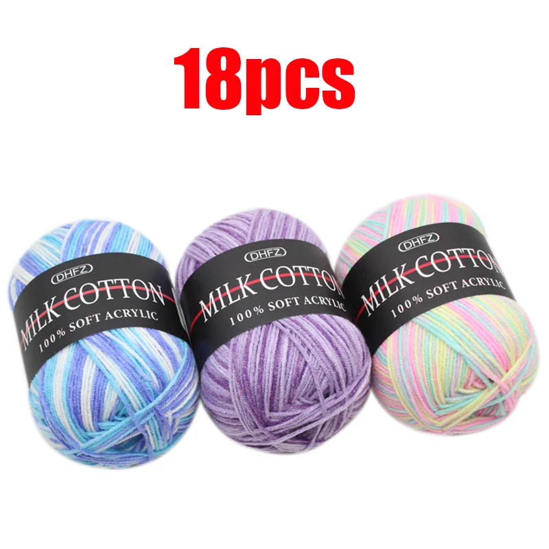 

18pcs Baby Milk Cotton Yarn Crochet Yarn for Knitting Wool Yarn Hand Knitted Yarn To Knit Blanket Crocheted Thread