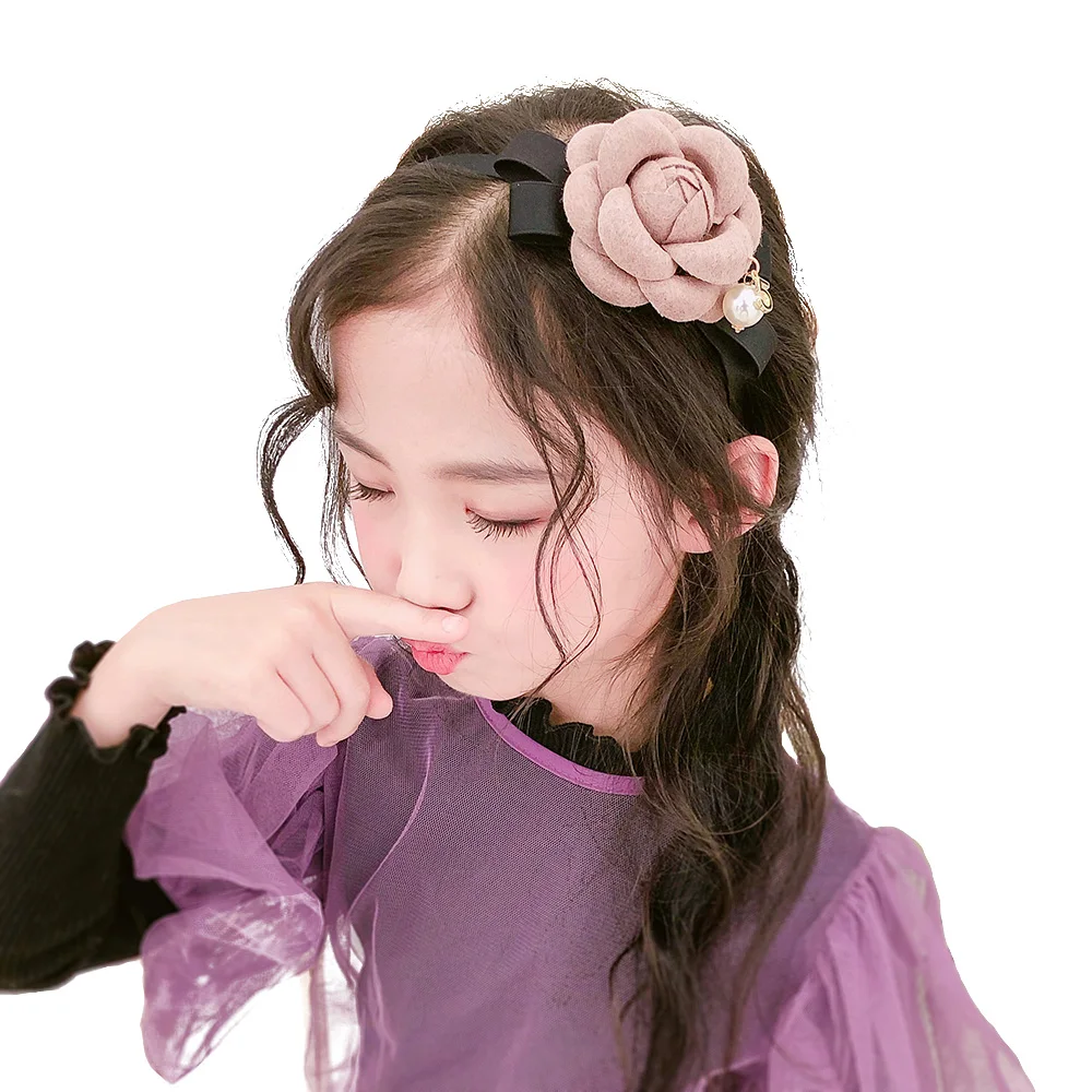 Ободок для волос женский шерстяной с жемчугом модный элегантный обруч бантом и