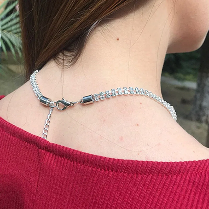 Оптовая продажа двойное ожерелье Стразы 10 цветов блестящие ювелирные изделия