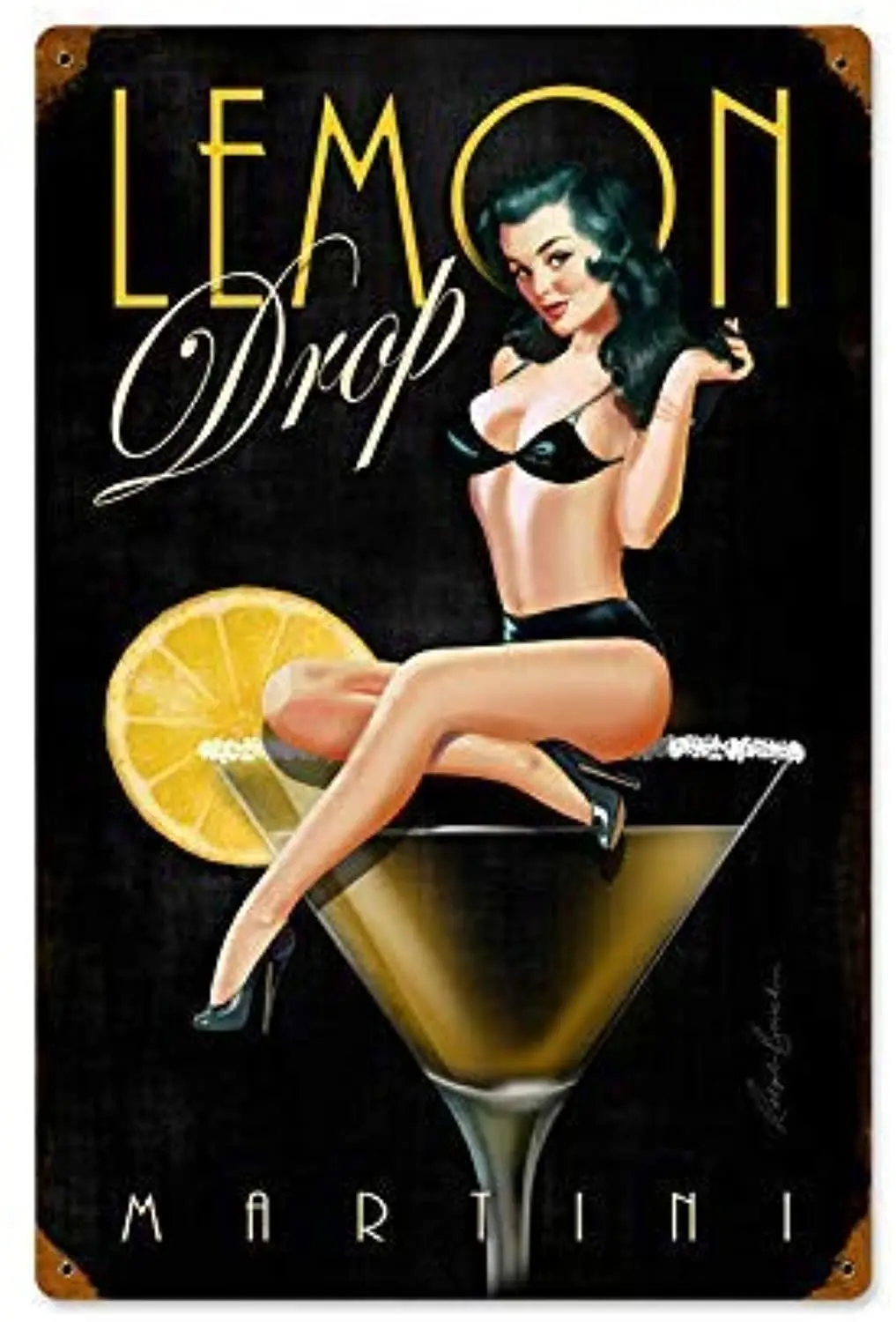 Pin Up Girl лимонная капля Ретро винтажный бар металлический жестяной знак постер