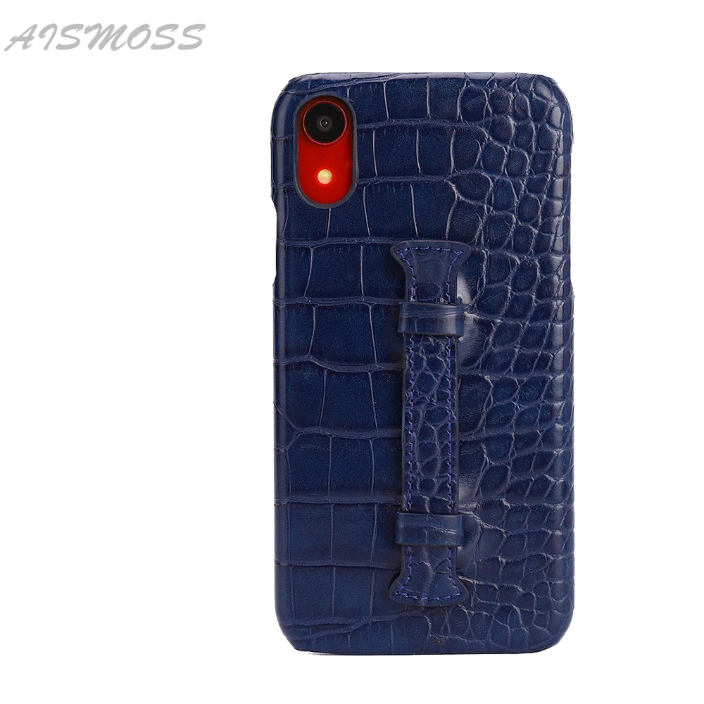 

AISMOSS Alligator Emboss Leather Protective Phone Cover Slim Cell Phone Cases With Strap For Iphone XS MAX