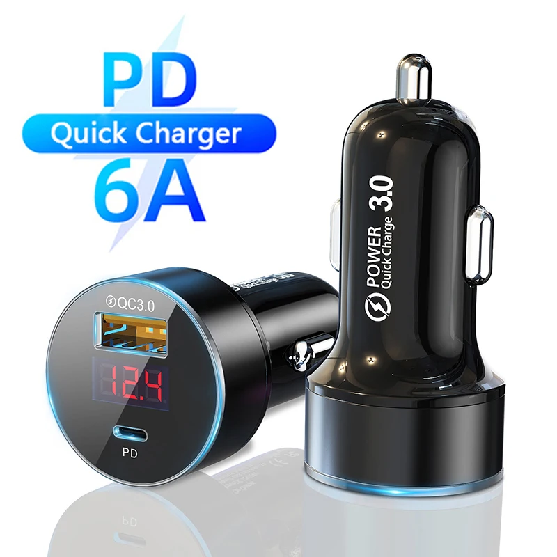 Автомобильное зарядное устройство 6A USB Quick Charge 4 0 QC3.0 Type C мобильный телефон PD 36 Вт