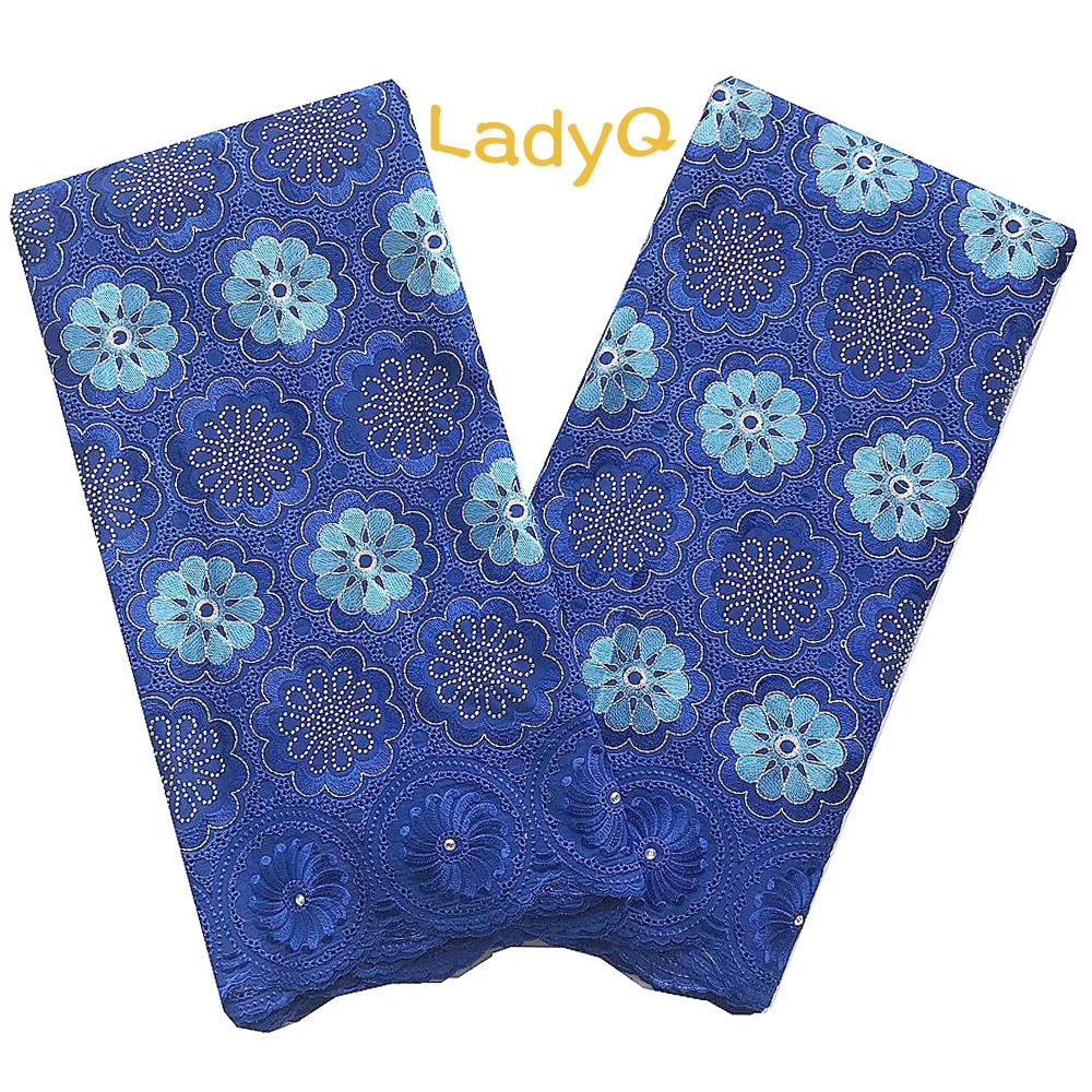 Белые нигерийские кружевные ткани для свадьбы 2018 Королевский синий хлопок
