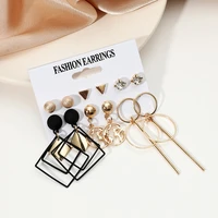 europe and america minimalist punk earrings set for women geometric 3d triangle hollow polygon earrings brincos party jewelry