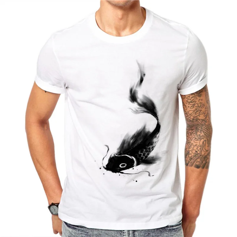 

Summer Cotton Creative Cuttlefish Chinese Style Men's Casual Harajuku Shirt Short-sleeved Men's Graphic T-shirt Daily Wear