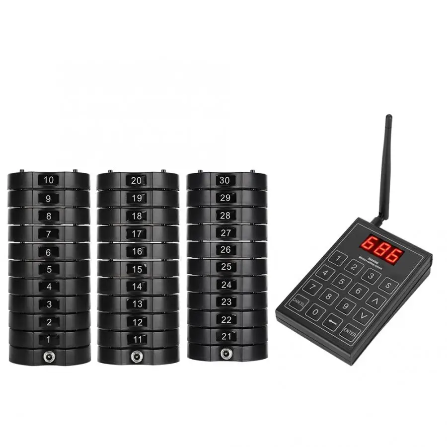 Calling Pagers System Restaurant Wireless Queuing Buzzer with 30pcs Coaster and A Keypad 100-240V new | Компьютеры и офис