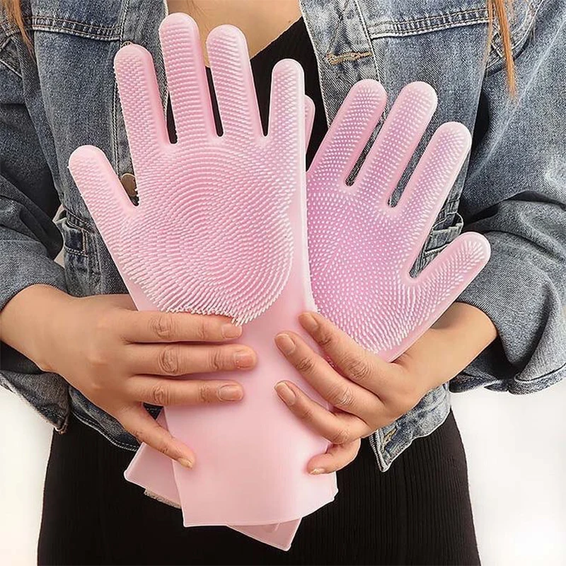 1 пара силиконовые перчатки для мытья посуды|Бытовые перчатки| |