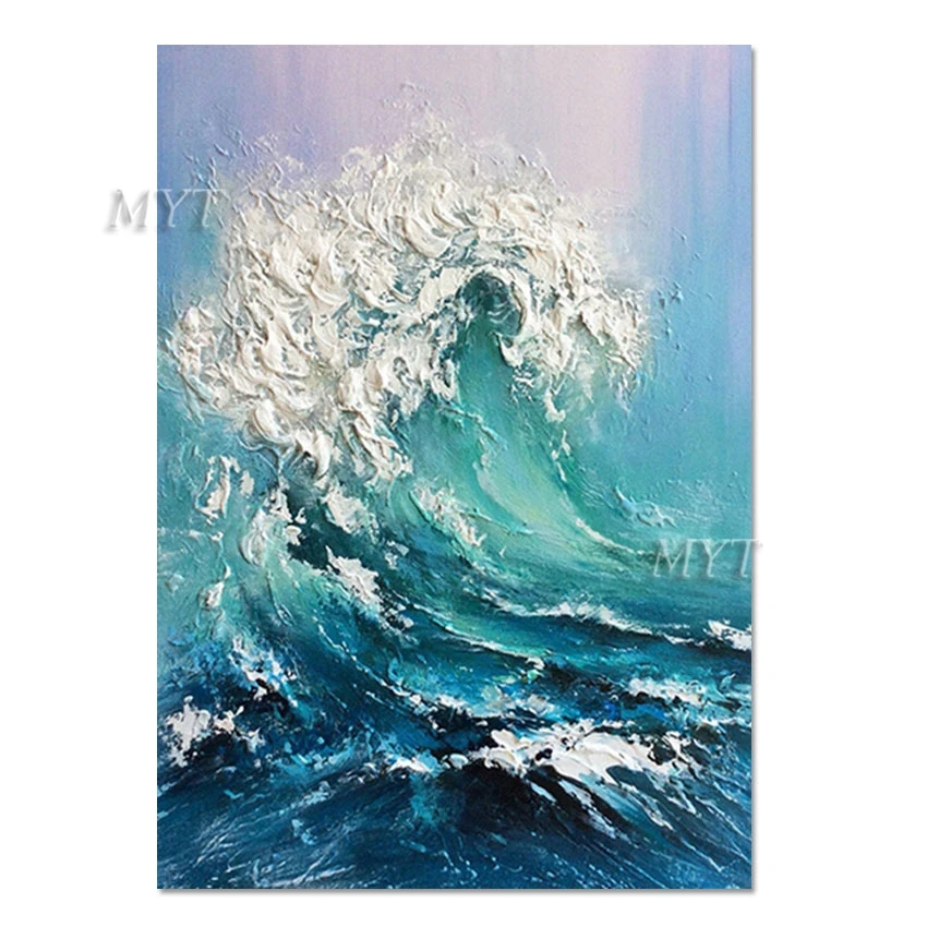 

Modern Canvas Art And Craft Heavy Textured Thick Acrylic Oil Painting Sea Wave Picture Knife Style Artwork No Frame Paintings
