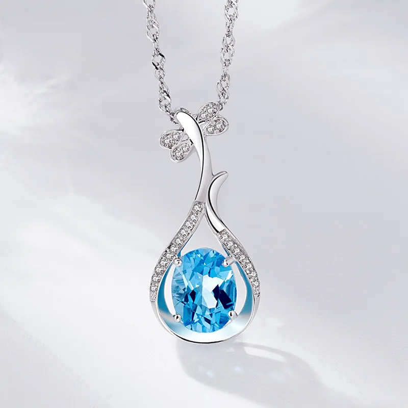 

Fashion 925 Silver Jewelry Pendant Necklace with Zircon Gemstone Accessories for Women Wedding Engagement Party Gift Wholesale