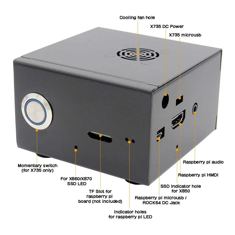Raspberry Pi X850 V3.0 соответствующий металлический чехол+ вентилятор+ выключатель питания, корпус с охлаждающим вентилятором комплект для X870/X860 и X735 платы
