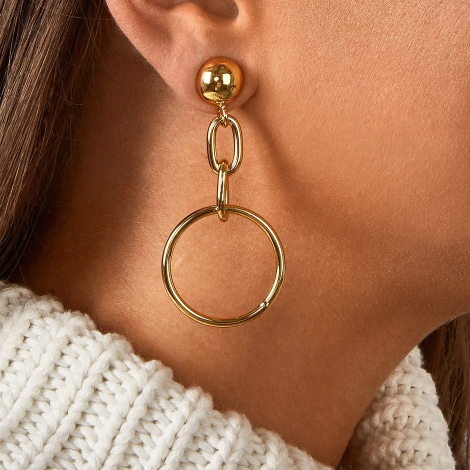 BA круглые Висячие корейские серьги новые модные женские Геометрические золотые