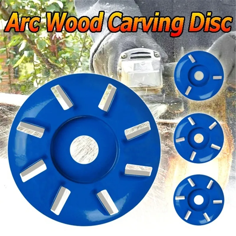 Enlarge 3/5/6/8 Teeth Power Wood Carving Cutter Disc Milling Attachment Bore Arc/Flat for Angle Grinder Attachment 90mm Diameter 16mm