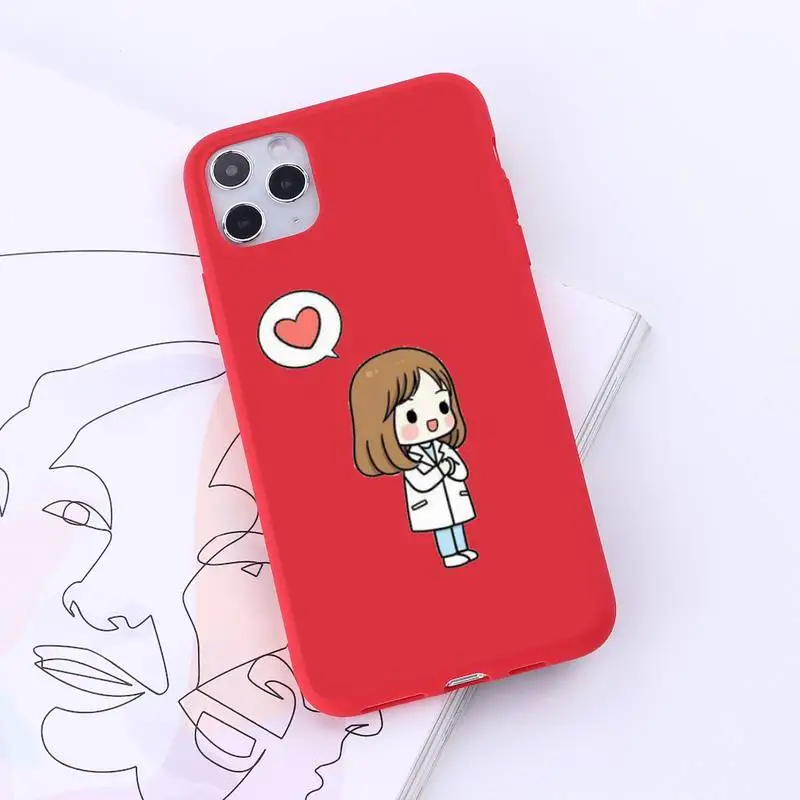 

Medicine cartoon Doctor Nurse Phone Case Candy Color for iPhone 6 7 8 11 12 s mini pro X XS XR MAX Plus
