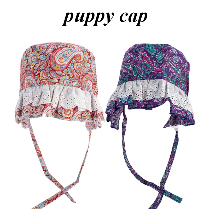 

New pet hat pet lace lattice fresh and lovely sun hat dog hat puppy hat pet accessories spring and summer pet sun hat