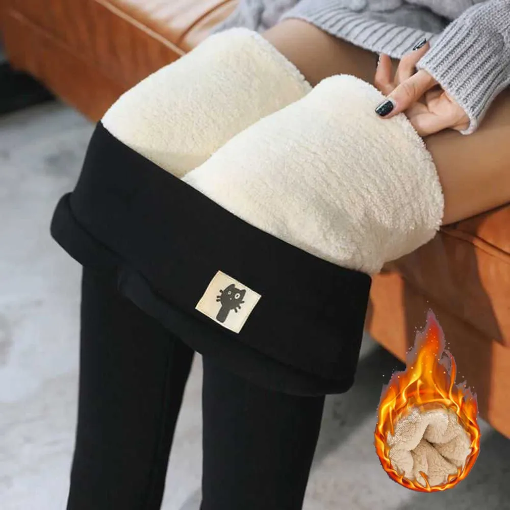 

Oversize Women Winter High Waist Thick Warm Cozy Fleece Lined Pants Blend Thermal Stretchy Leggings Outdoor Wear