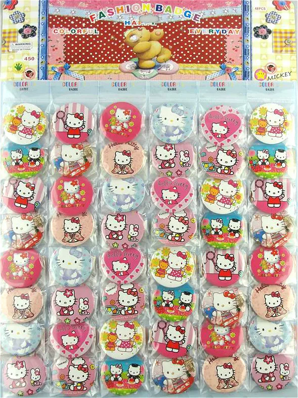 Бесплатная доставка милый значок Hello Kitty 45 мм (48 шт./компл.) |