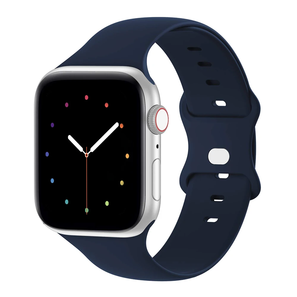 

Suitable For Apple Watch Strap SE/1/2/3/4/5 Generation Smart Wristband Silicone Antisweat Navy Blue Unisex Bracelet