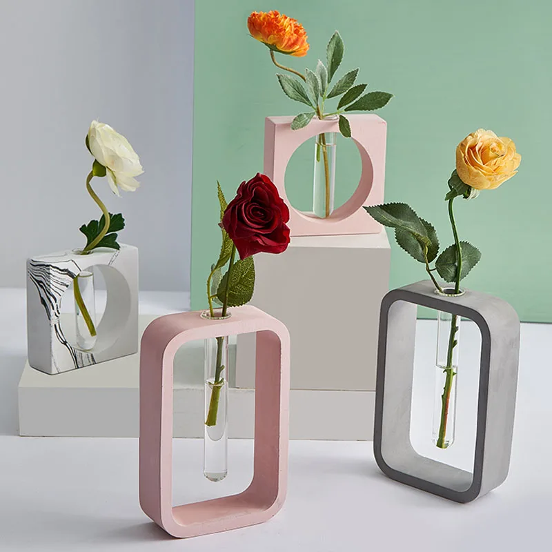 3D твердая цементная ваза для цветов прозрачная Цветочная композиция Творческое