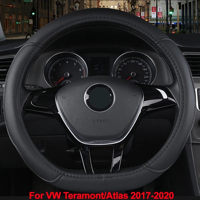 

D Type Car Steering Wheel Cover PU Leather For VW Volkswagen Teramont Atlas 2017 2018 2019 2020 Braid on Steering-Wheel Auto
