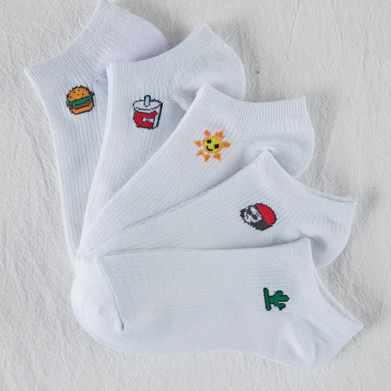 Модные хлопковые Женские однотонные Короткие Носки с рисунком удобные короткие
