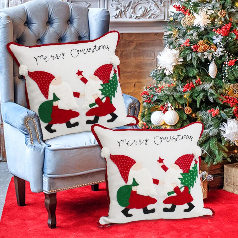 

Embroidered Faceless Old Man Christmas Pillow Case Decorative Sofa Christmas Cushion Cover Santa Claus Pillowcase Wholesale