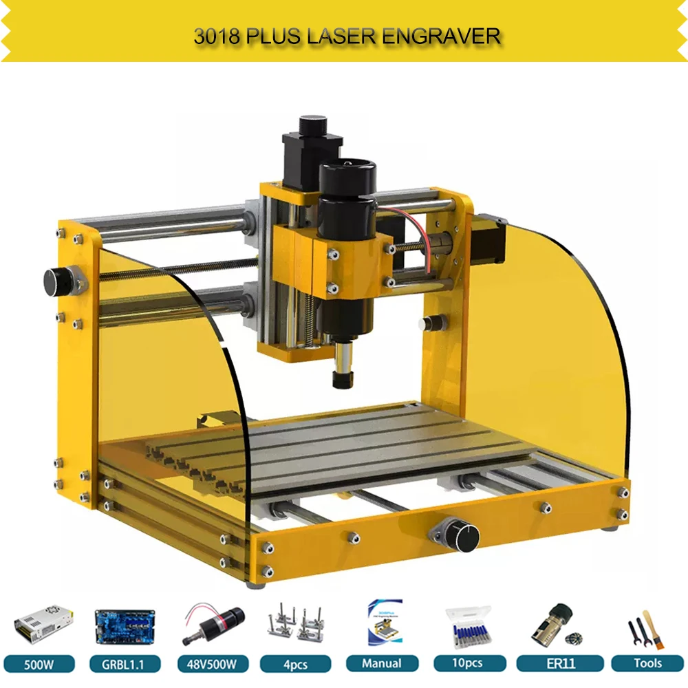 

Upgrade 3018 Plus Laser Engraving Machine CNC Laser Engraver Metal Kit with 500W Spindle Power CNC Milling Machines Carving wood